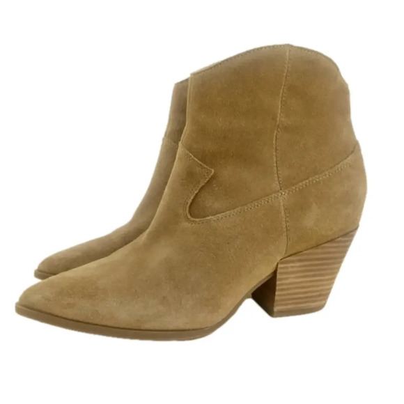 Lucky Brand Ankle Boots Women’s 8.5M Ellamy Tan Suede Pointed Toe Western Boho - Picture 1 of 13